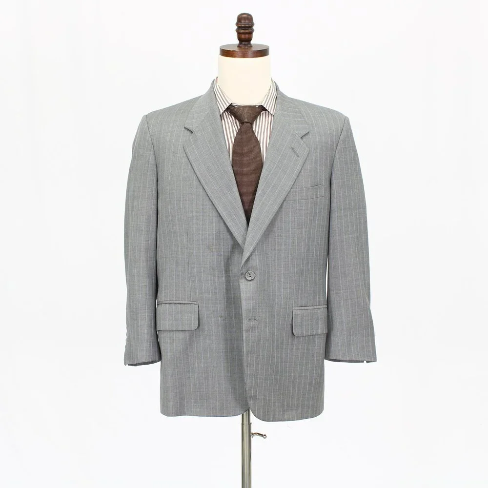 Tom James 44S 40x26 Gray Striped 2-Button Suit R458 - Picture 6 of 15